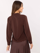 Czekoladowa rozpinana koszula z żabotem   