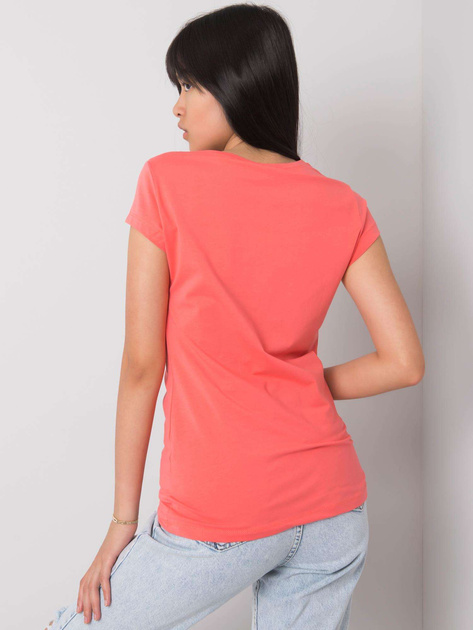 Koralowy t-shirt z aplikacją Haley