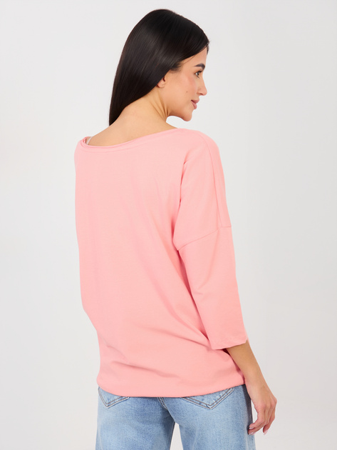 Brzoskwiniowa bluzka z okrągłym dekoltem RUE PARIS