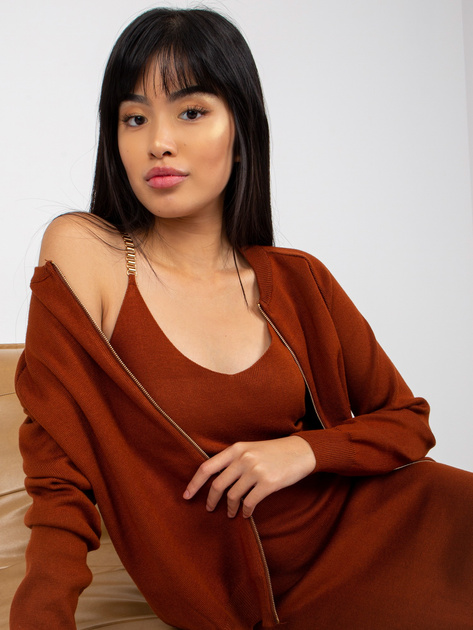 Hurt Ciemnobrązowy dwuczęściowy komplet casualowy z sukienką