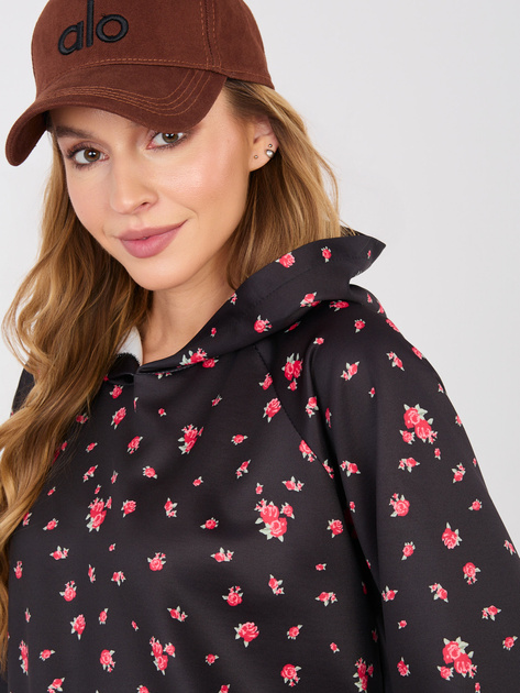 Czarna damska bluza oversize z rękawem 3/4