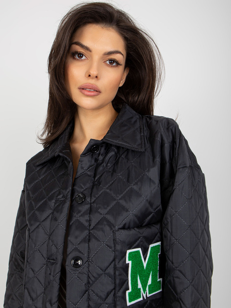 Hurt Czarna kurtka pikowana z zapięciem na guziki