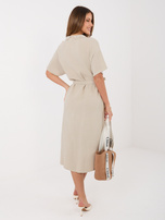Beżowa koszulowa sukienka z muślinu 