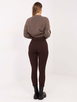 Czekoladowe dzianinowe legginsy w prążek STITCH & SOUL 