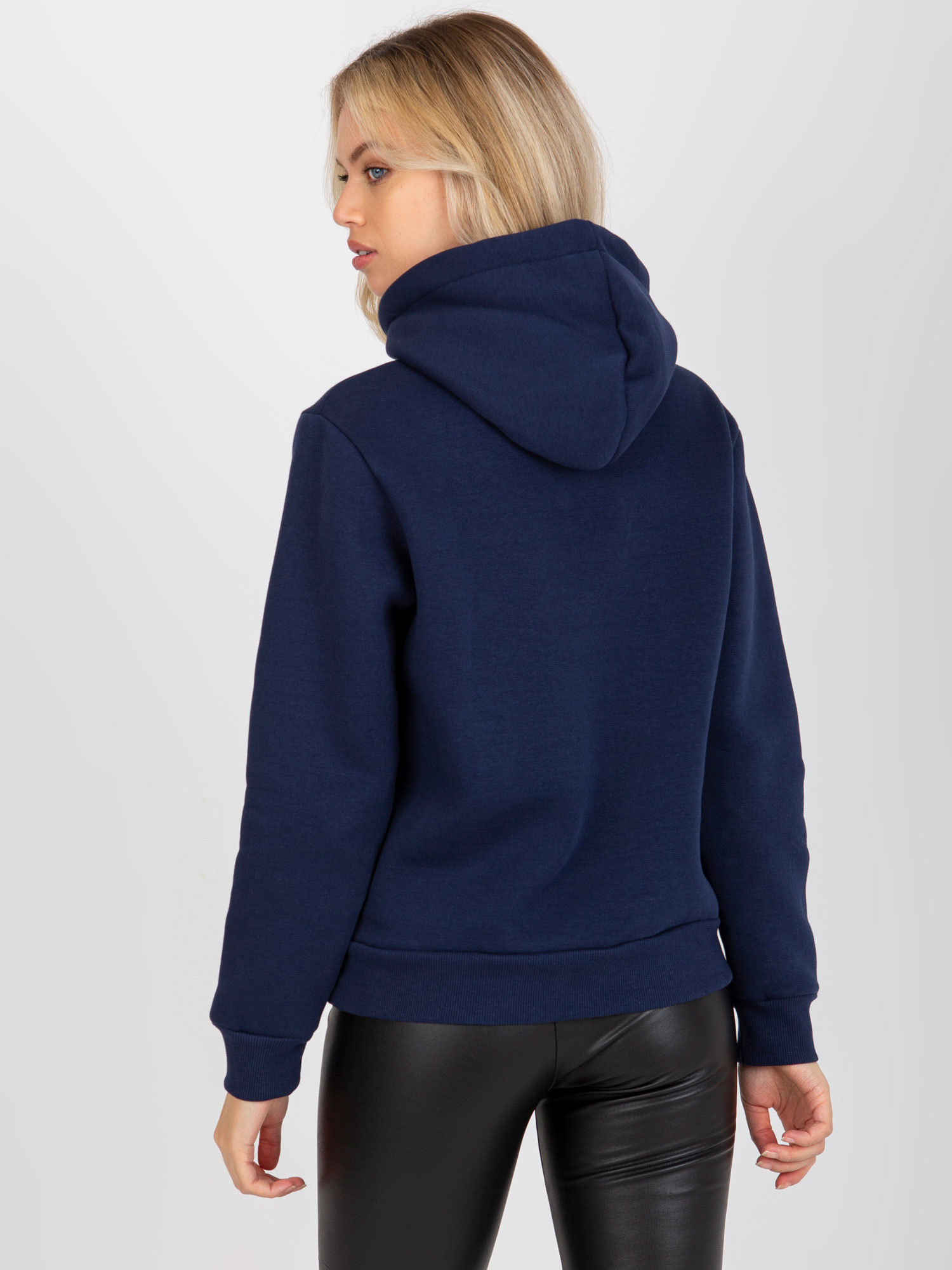Granatowa dresowa bluza basic z kapturem RUE PARIS