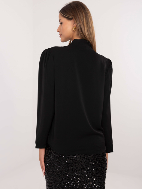 Hurt Czarna damska bluzka wizytowa z różą