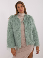 Hurt Pistacjowa damska kurtka futrzana z podszewką