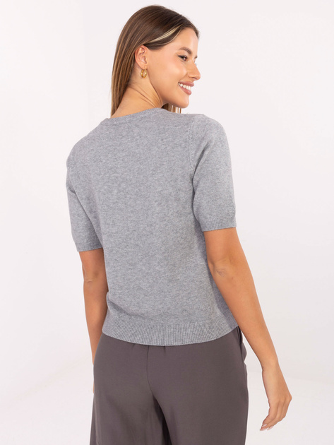 Szary damski sweter z perełkami