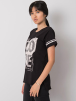 Schwarzes T-Shirt mit Aufdruck Amber.