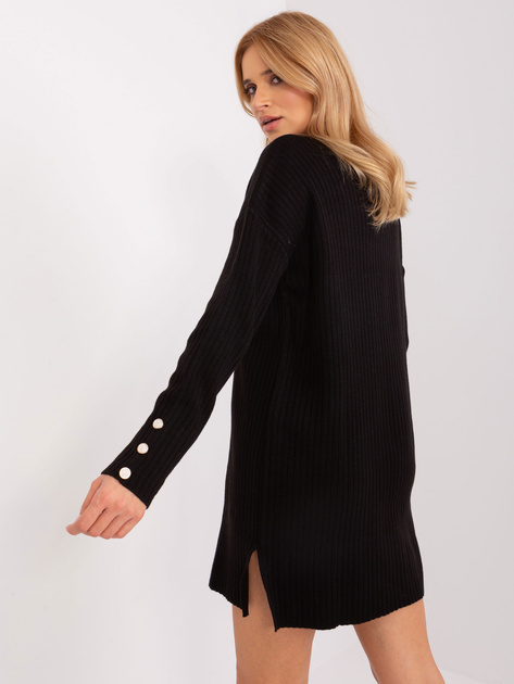Hurt Czarna damska sukienka dzianinowa w prążek