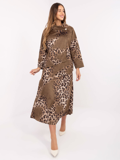 Khaki-beżowa zamszowa narzutka od kompletu