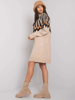 Beżowa luźna sukienka z dzianiny Shereen RUE PARIS