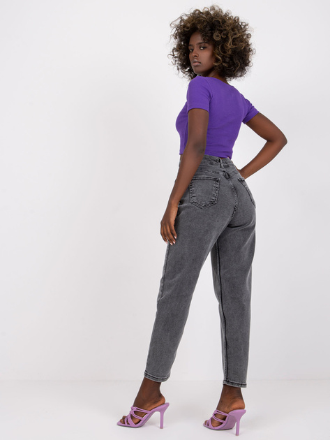 Ciemnoszare spodnie mom jeans z wysokim stanem Levante