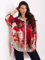 Bordowa asymetryczna koszula oversize RUE PARIS