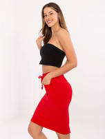 Czerwona dresowa spódnica z bawełny BASIC FEEL GOOD 