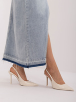 Hurt Jasnoniebieska długa spódnica jeansowa z rozcięciem