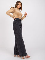 Ciemnobeżowa bluzka z weluru z długim rękawem Capri