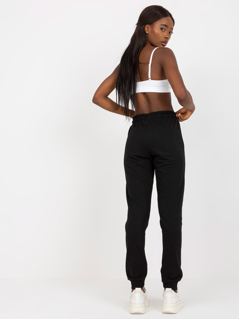 Hurtownia Czarne dresowe spodnie basic z wysokim stanem