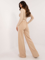 Hurtownia Beżowy komplet dresowy z długimi spodniami