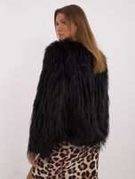 Hurt Czarna elegancka kurtka futrzana z podszewką