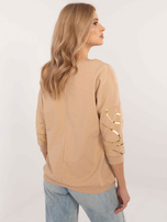 Hurt Camelowa bluzka z nadrukiem i rękawem 3/4