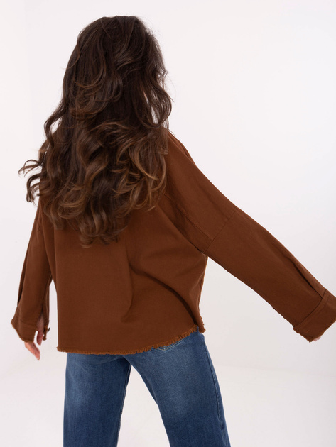 Brązowa jeansowa kurtka o kroju oversize RUE PARIS