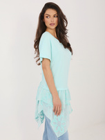 Miętowa długa bluzka z bawełny 