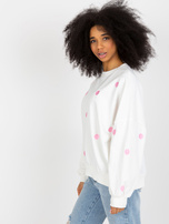 Hurtownia Ecru dresowa bluza bez kaptura w grochy