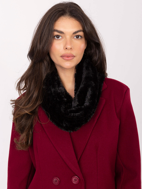 Czarny futrzany komin damski