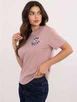 Hurtownia Brudnoróżowy t-shirt z napisami SUBLEVEL
