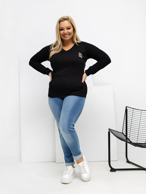 Czarna casualowa bluzka plus size z modalu