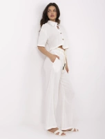 Ecru muślinowy komplet z krótką koszulą