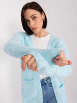 Großhandel hellblauer Cardigan mit Bündchen.