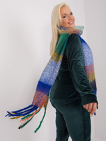 Hurt Ciemnoniebiesko-zielony zimowy szal w kratę