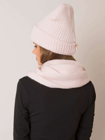 Jasnoróżowy komplet czapka i szalik RUE PARIS