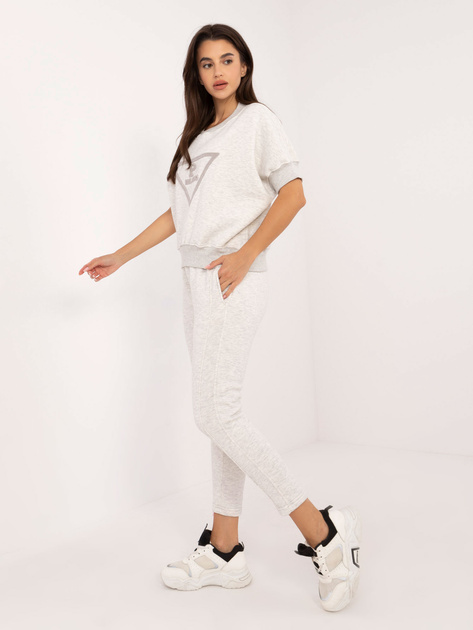 Hurt Jasnoszary melanżowy dresowy komplet z krótkim rękawem