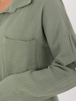 Khaki muślinowa koszula z kieszenią