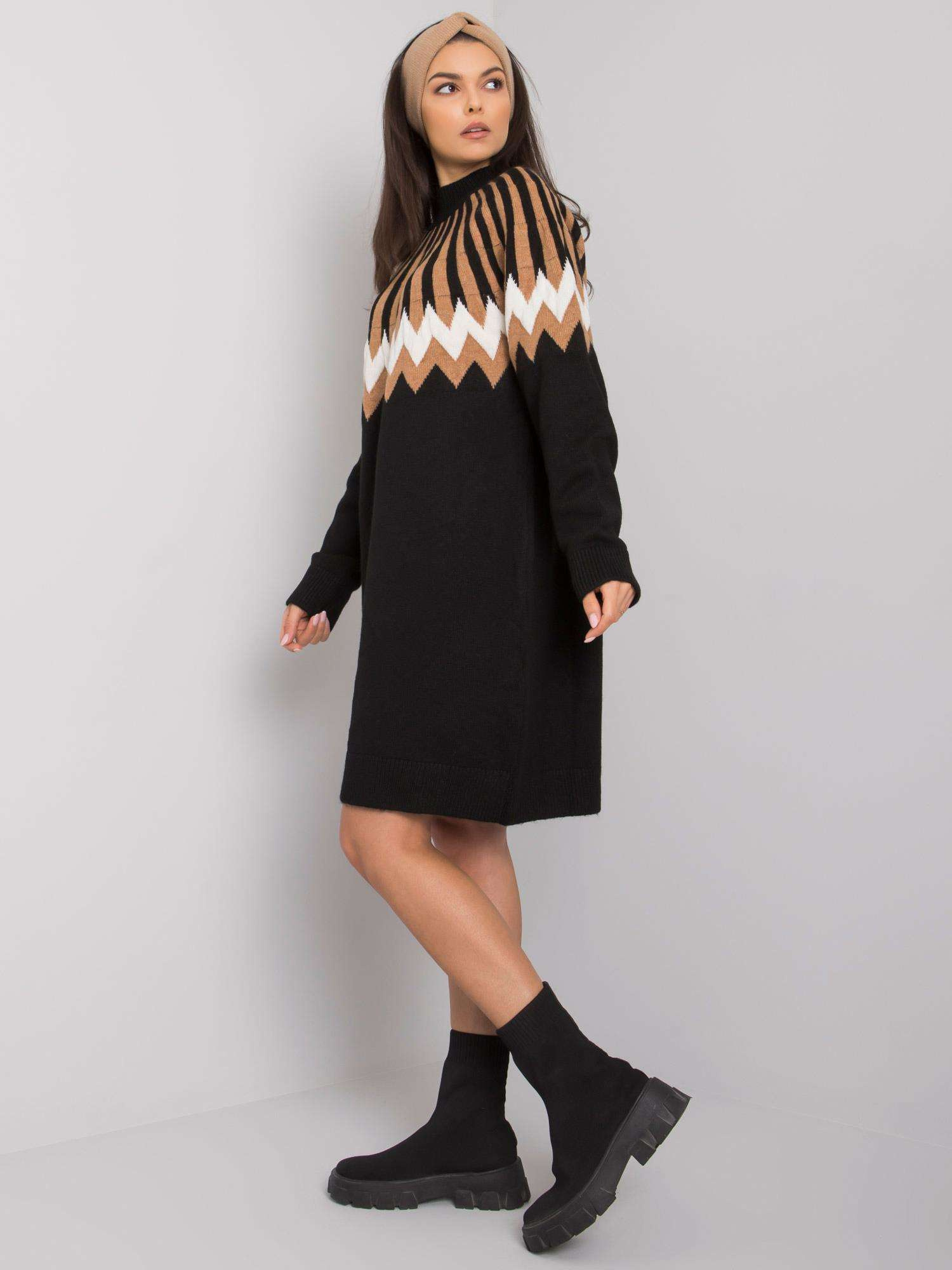 Schwarzes lockeres Kleid aus Strick Shereen RUE PARIS.