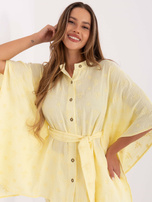 Jasnożółty komplet z koszulą o kroju kimono
