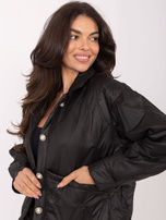 Schwarze Übergangsjacke mit Knöpfen RUE PARIS.