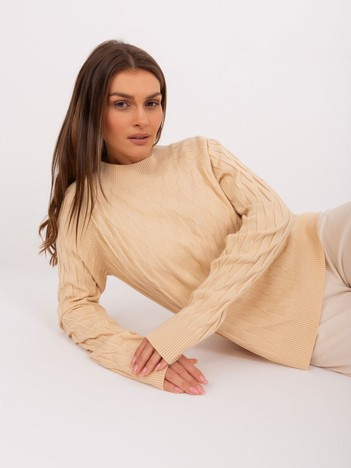 Wholesale Beige Women's Classic Patterned Sweater