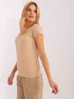 Hurtownia Camelowa damska bluzka basic w prążek