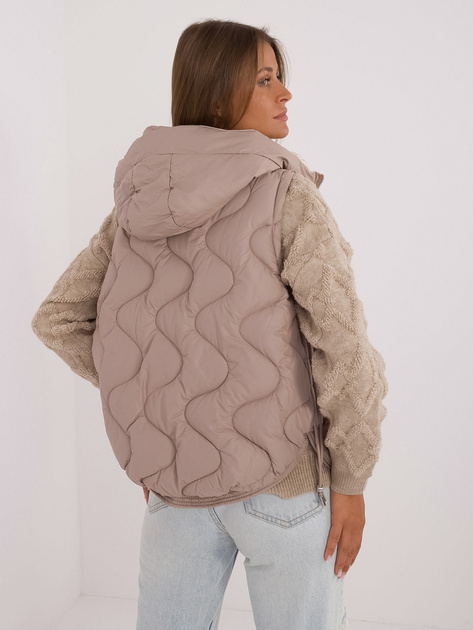 Hurtownia online Beżowa kamizelka puchowa z kieszeniami