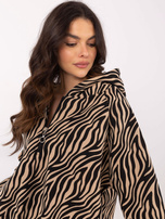 Hurt Camel- und schwarze Sweatjacke mit Reißverschluss am Dekolleté.