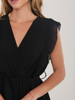 Czarna letnia sukienka z kopertowym dekoltem RUE PARIS