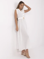 White flared dress with embroidery.