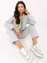 Hurt Szary melanżowy komplet z materiałowymi troczkami