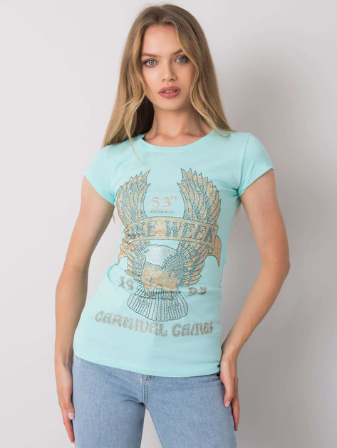 Jasnoniebieski t-shirt z aplikacją Haley