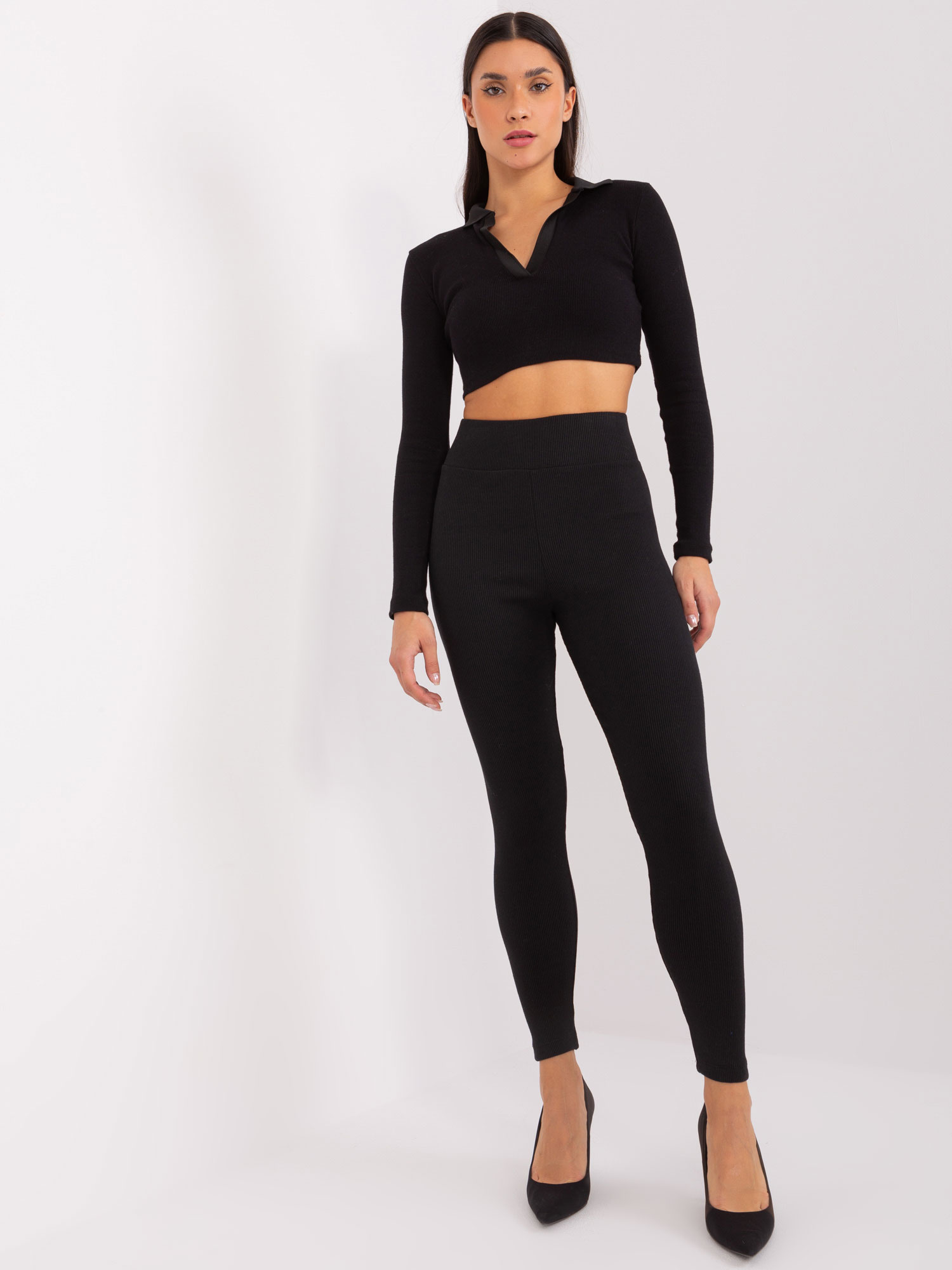 Czarne legginsy z wysokim stanem RUE PARIS