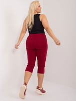 Hurt Bordowe spodnie rybaczki plus size z materiału